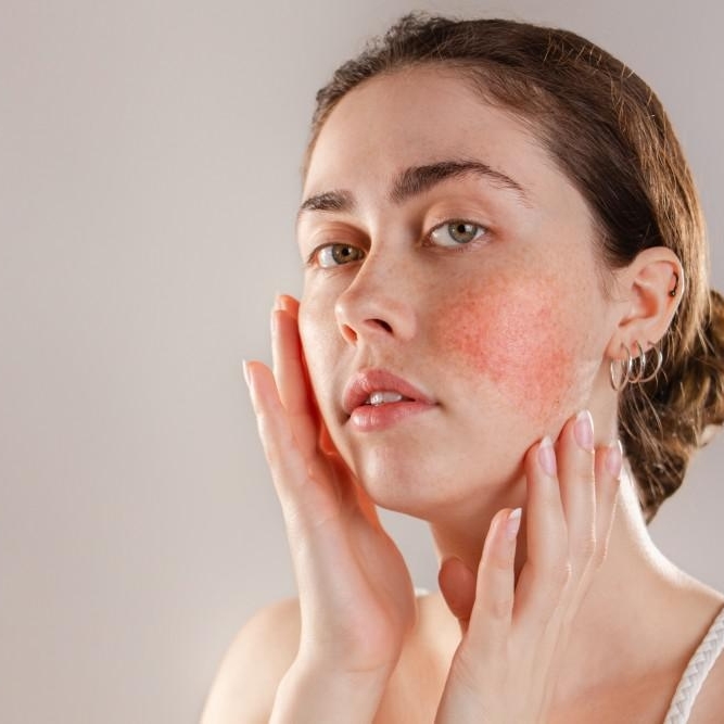 Young woman with Rosacea